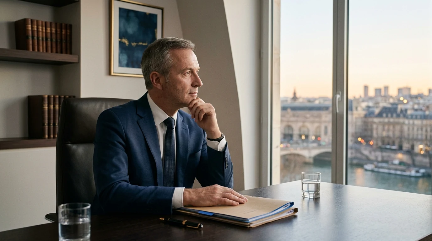 Fermer sa SCI à Paris : Guide Complet et Simplifié 2026 — dirigeant pensif clôturant les dossiers de sa société SCI