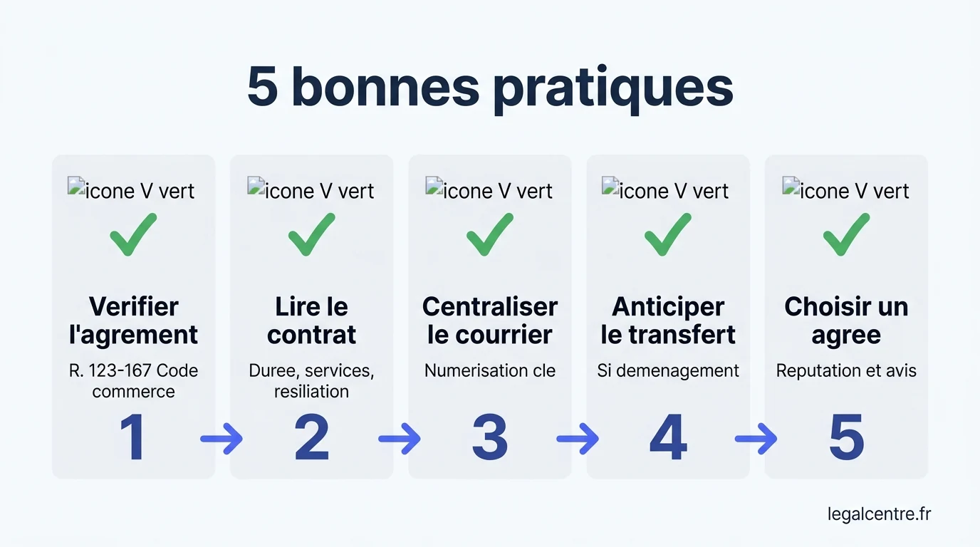 Infographie : 5 bonnes pratiques — Domiciliation à Paris : les erreurs qui peuvent coûter cher 