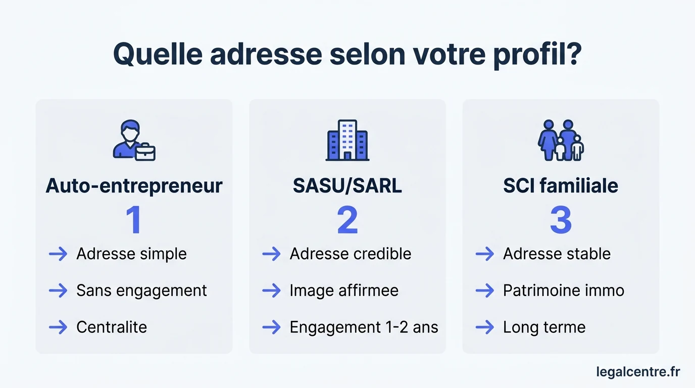 Infographie : Quelle adresse selon votre profil ? — Bien choisir son adresse de domiciliation à Paris : le guide