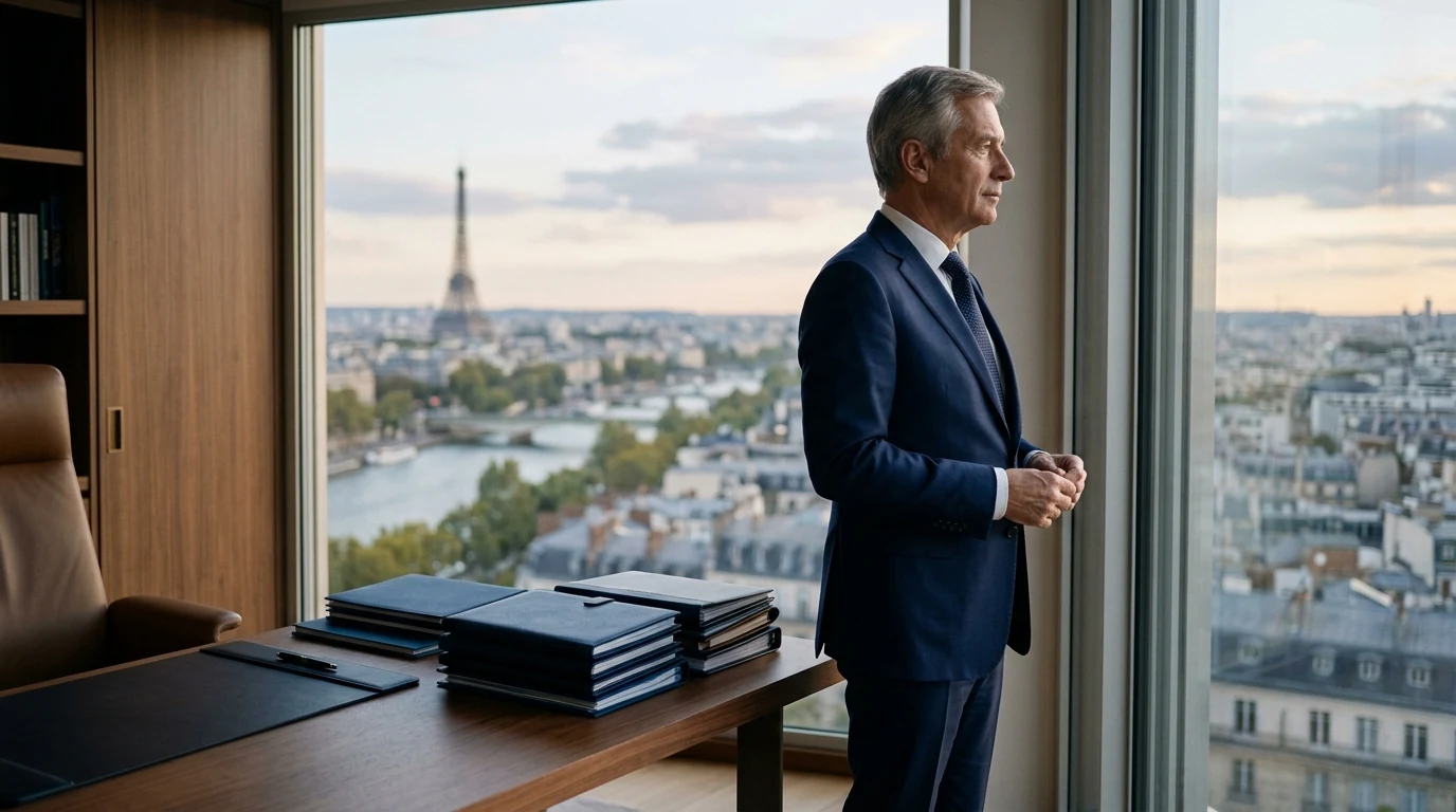 Fermer une Société avec Dettes à Paris : Les Voies Légales en 2026 — dirigeant pensif clôturant les dossiers de sa société