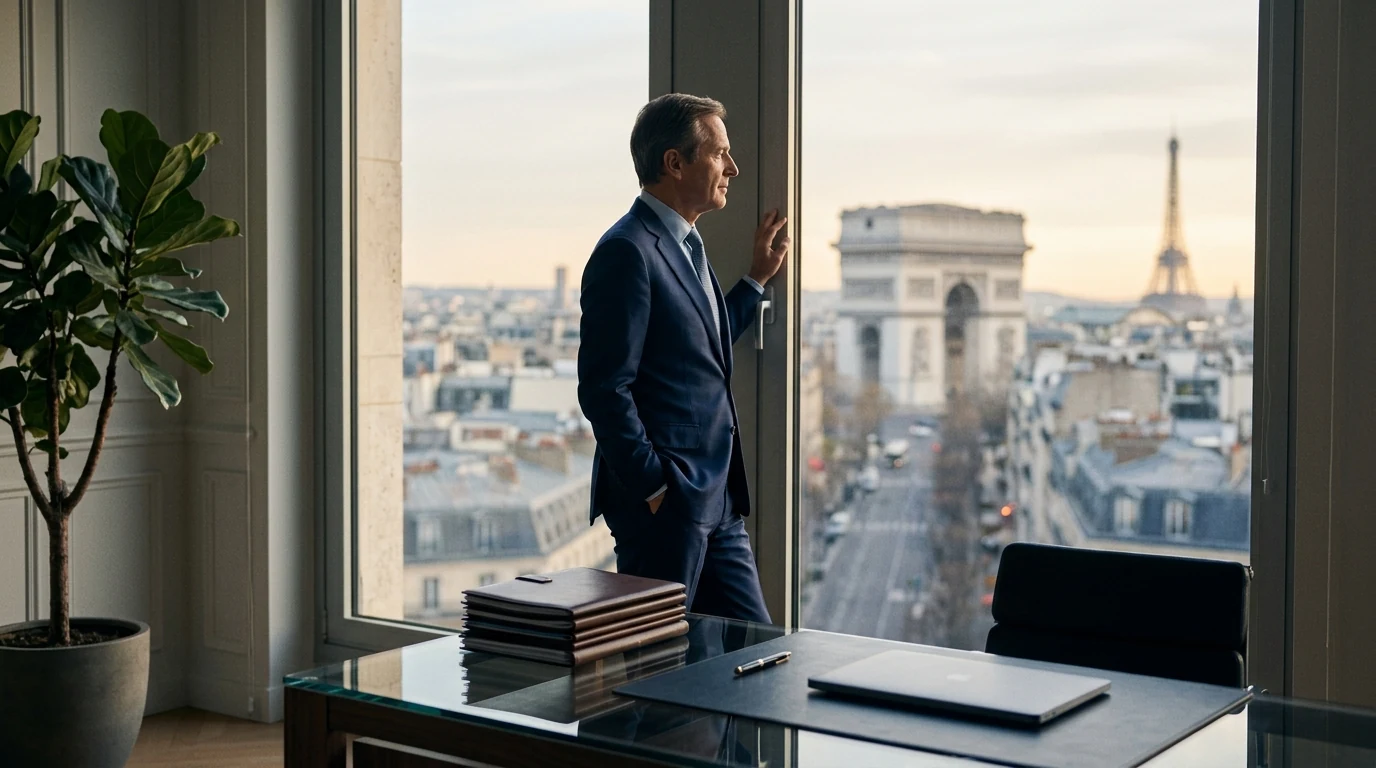 Distribuer équitablement le surplus : ce que dit la loi en 2026 — dirigeant pensif clôturant les dossiers de sa société